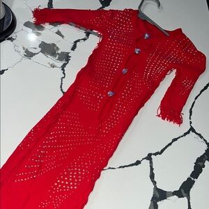 Red Dress with Rhinestone Accents